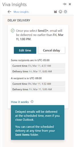 Viva Insights delay delivery