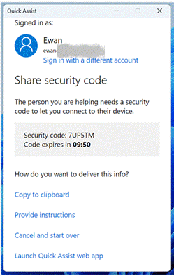 Sharing security code